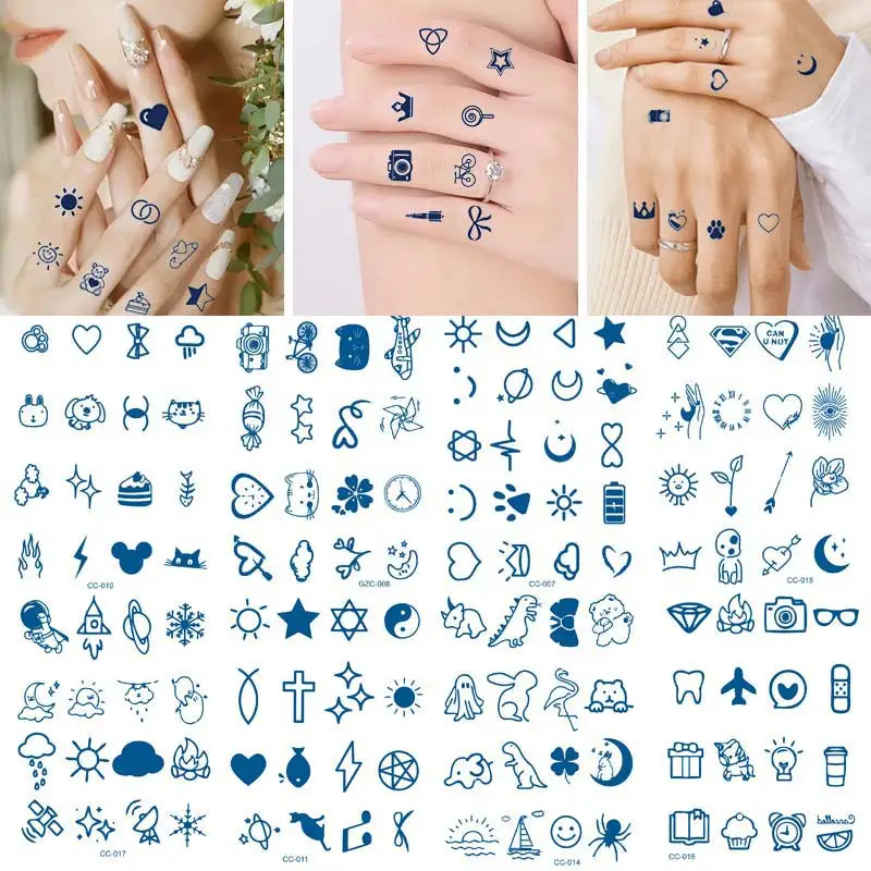 Semi-Permanent Temporäre Tattoos für Frauen Männer Lange Anhaltende Realistische Körper Finger Tattoo Aufkleber Tatoo Temporari Wasserdicht Image