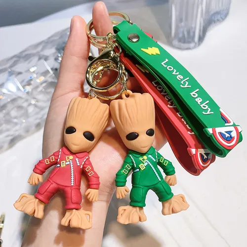 Baum Mann Baby Groot Schlüssel bund Anime Anhänger Spielzeug Tasche Auto hängen Mode Schlüssel