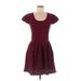 Sandro Casual Dress - A-Line Scoop Neck Short sleeves: Burgundy Print Dresses - Women's Size Medium