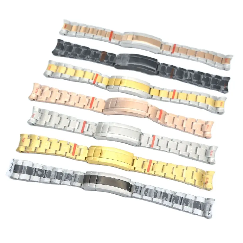 20mm Uhrenarmband Silber Roségold PVD Schwarz Glide Lock Verschluss Schnalle Uhrengehäuse Zubehör Teile Edelstahlarmband Image