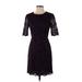 Shoshanna Casual Dress - Party Crew Neck 3/4 sleeves: Purple Solid Dresses - Women's Size 2