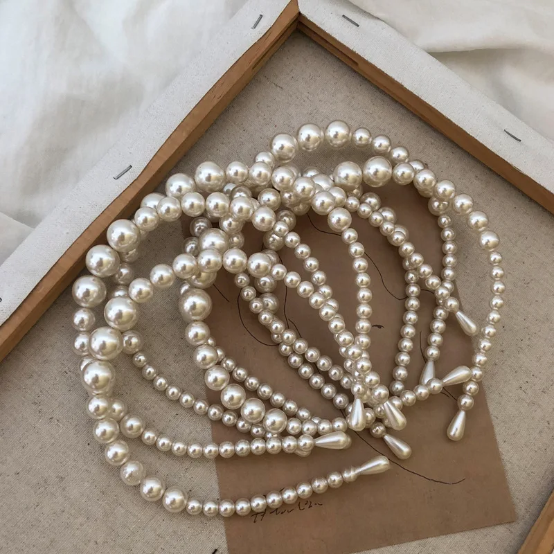 Perle Haar bänder für Frauen Französisch Retro einfache einfarbige Stirnband Temperament Mode Luxus Designer Haarschmuck Image