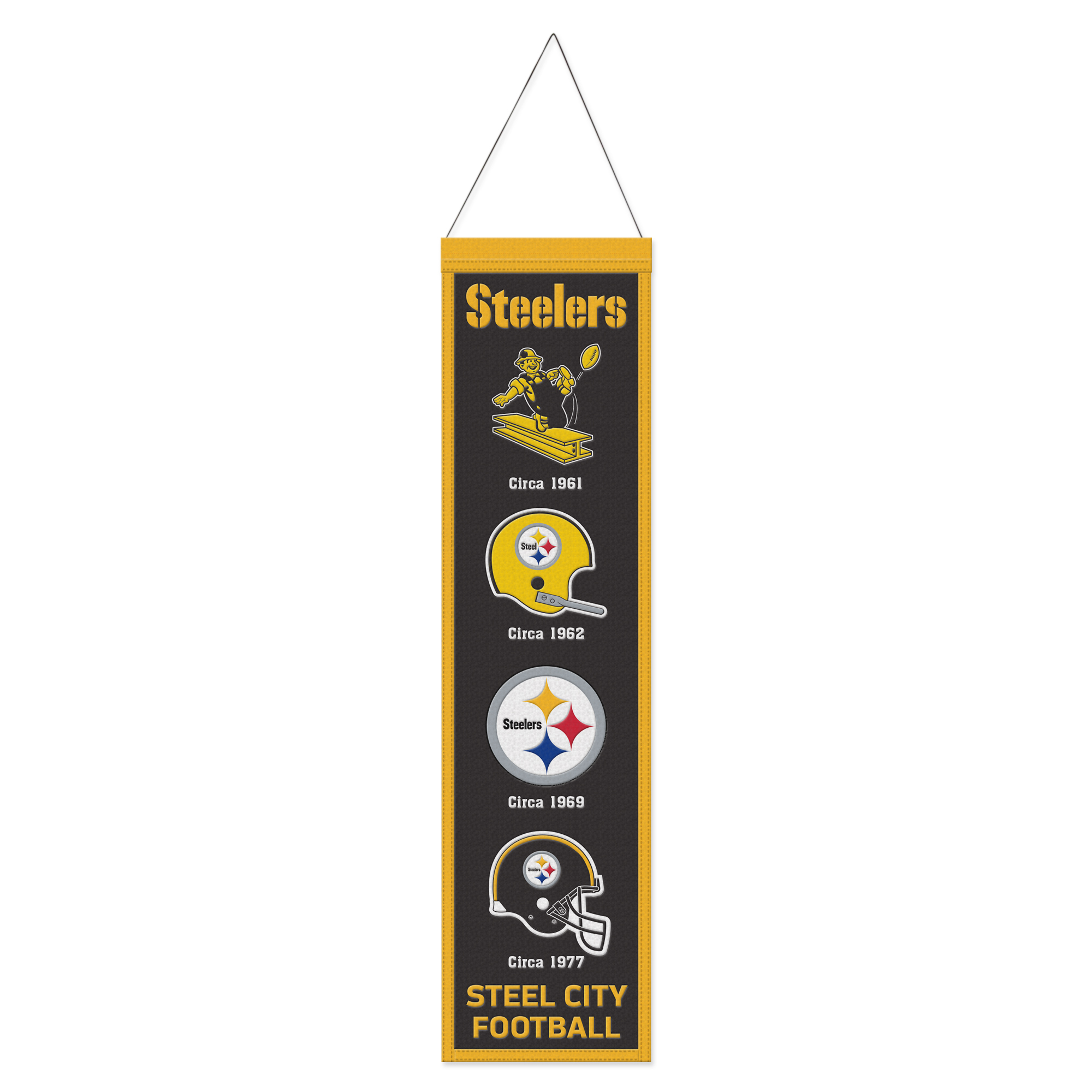 Pittsburgh Steelers Evolution vertikales Wollbanner 8 x 32 Zoll Image