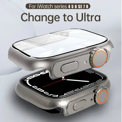 Facelift-Design Ultra-Gehäuse für iWatch 8, 7, 6, 5, 4, 45 mm, 44 mm, 41 mm, 40 mm, Smartwatch-Abdeckungsrahmen aus gehärtetem Glas, Apple Watch Ultra 49 mm