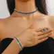 Luxus Halskette Ohrring Armband Sets grün blau Silber Gold Farbe Kristall Halskette für Frauen