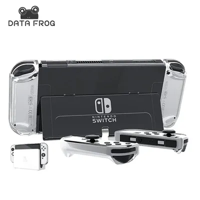 DATA FROG Kristall transparente Schale für Nintendo Switch OLED Schutzhülle Flip Case Kristall Image