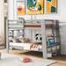 Distinctive White Twin over Twin Bunk Bed with Sloping Design, Shelves, and Built-in Ladder, Solid Pine Wood Construction
