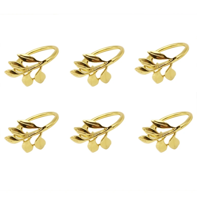6 teile/los Hotel Serviette Ring Servietten halter Herbst Blätter Serviette Schnalle Weihnachten Hochzeits feier Gold Serviette Kreis Esstisch Dekor Image
