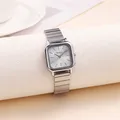 Einfache quadratische Zifferblatt Frauen Stahl kleid Armbanduhr