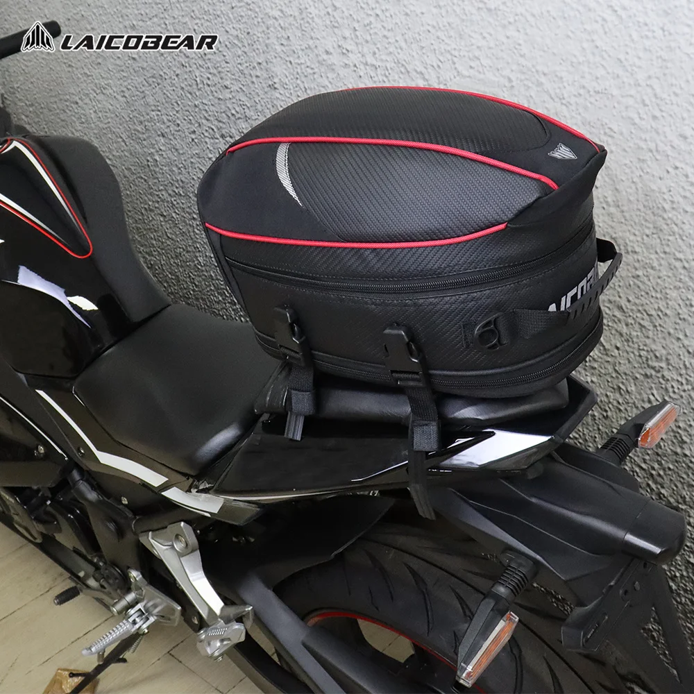 Motorrad-Hecktasche, schwarz, Motorrad, wasserdicht, für Reisen, Fahrer, Gepäck, Rücksitztasche, große Kapazität, Satteltasche Image