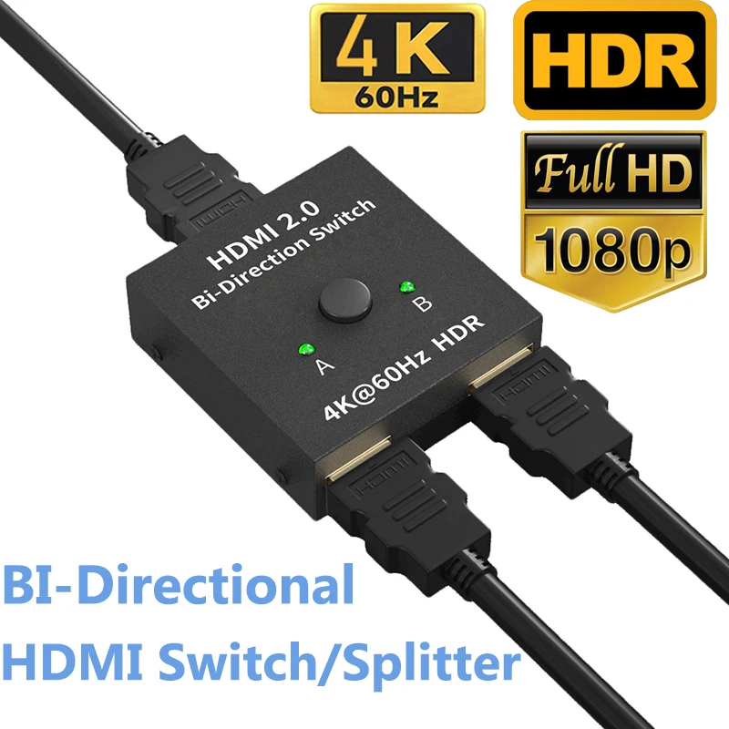4K/8K HDMI Bidirektionaler Switch Splitter 2 in 1 Dual-Port Bidirektionaler HDMI Splitter Switch 2X1 für PS5 Xbox HDTV Image
