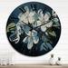 Designart "Apple Blossom Monochromatic Elegance II" Apple Blossom Oversized Wood Wall Clock