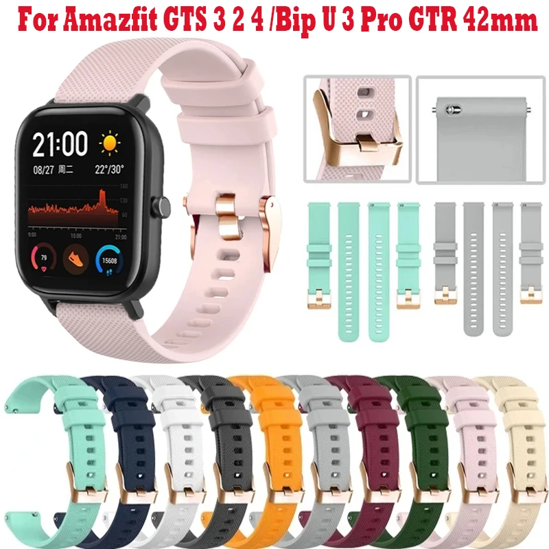 20 mm Armband für Xiaomi Mi Huami Amazfit GTS 3 2 4 Mini 2e Smart Watch Band Amazfit Bip U 3 Pro GTR 42 mm Roségold-Schnallenarmband Image