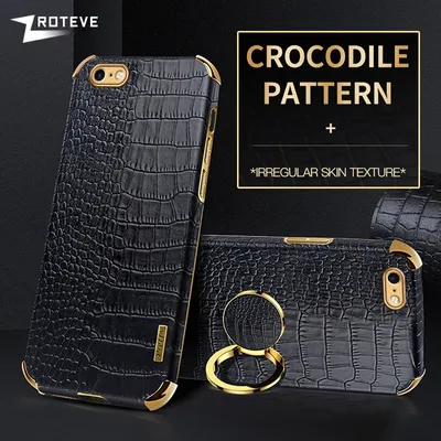 Für iPhone SE 2022 Zroteve Krokodil Leder Ring Halter Soft Cover Für iPhone SE 2 3 2020 SE2 SE3 7 8 Plus iPhone 7 iPhone 8 Fall