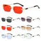 Randlose Sonnenbrille für Damen und Herren, trendige rahmenlose rechteckige Sonnenbrille, Retro-Sonnenbrille, modische Sommer-Reise-UV400-Brille