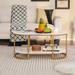 Costway White Marble Coffee Table Modern 2-Tier Center Table with - See Details