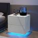 Modern Nightstand with LED Strip Lights and 2 Drawers for Bedroom