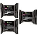 Pack of (3) Garnier SkinActive Purifying Oil-Free Cleansing Towelettes with Charcoal Package of 25 Wipes