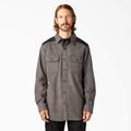 Dickies Men's Heavyweight Brawny Flannel Shirt - Gray W/ Black Size XL (WL901)