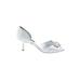 Nina Heels: D'Orsay Stilleto Cocktail Silver Solid Shoes - Women's Size 10 - Open Toe