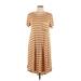 Lularoe Casual Dress - Shift Scoop Neck Short sleeves: Tan Print Dresses - Women's Size Large