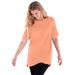 Plus Size Women's Perfect Cuffed Elbow-Sleeve Boat-Neck Tee by Woman Within in Orange Melon (Size 5X) Shirt