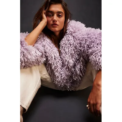 Stargazer Fur Jacket at Free People in Lilac, Size: Small
