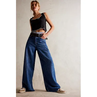 We The Free Old West Slouchy Jeans at Free People in Deep Indigo, Size: 27