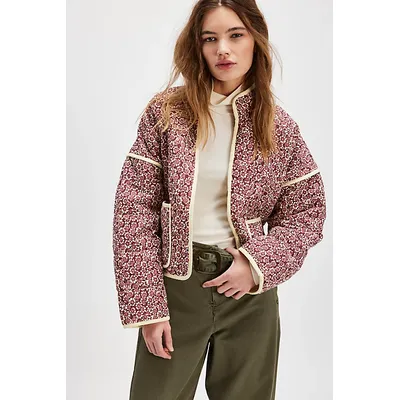 Chloe Jacket at Free People in Maroon Combo, Size: Large