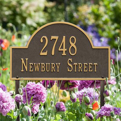 Arched Address Lawn Plaque - White/Gold - Grandin Road