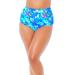 Plus Size Women's High Waist Hot Pant Brief by Swimsuits For All in Blue Watercolor Florals (Size 14)