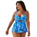 Plus Size Women's BOLD Bra Sized Twist Front Underwire Tankini Top by Swimsuits For All in Peri Leaves (Size 42 G)