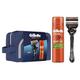 Gillette ProGlide Nassrasierer Herren, Geschenkset + 1 Ersatzklinge + Fusion Ultra Sensitive Rasiergel 200 ml + Reisetasche, Geschenk für Männer