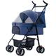 Pet Stroller 4 Wheels Dog Cat Stroller for Medium Small Dogs Cats Lightweight Foldable Cat Stroller Trolley with Ample Storage Space for Travel Shopping Walking,Blue
