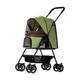 Pet Stroller for Small Dogs and Cats Puppy Strolling Cart Travel Folding Carrier Easy Fold with Universal Wheel and Storage Basket Max. Loading 13 LBS (Color : Green)