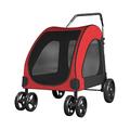 Pet Stroller Strolling Cart for Large Medium Dogs Breathable Large Space Waterproof Oxford Cloth Folding Lightweight 4 Rubber Wheel Max. Loading 121 LBS (Color : Red)