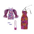 Barbie Fashion Pack – HJT35 – Kleidungsset für Puppen – Minikleid mit Puppenschulter, langes Kleid, Absatz + Handtasche