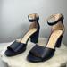 Jessica Simpson Shoes | Jessica Simpson Sherron Navy Blue Leather Sandal Pumps Sz 8.5 | Color: Blue/Tan | Size: 8.5