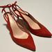 Kate Spade Shoes | Kate Spade New York Tie Back Pumps Red Pointed Toe Slim Heel Shoes Size 10 | Color: Red | Size: 10