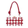 Clear Acrylic Clutch Sparkle Rhinestone Evening Bag Glitter Crystal-Embellished Rope Knot Handbag Purse for Party Prom (red)