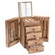 Emfogoo Jewellery Box, 5 Tier Jewellery Storage, Large Wooden Jewellery Box Organiser with Mirror & 4 Drawers, Jewellery Box for Rings, Earrings, Necklaces, Bracelets (Rustic Brown)