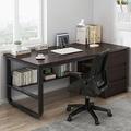 FAANAS Computer Desk with Bookshelf and 3 Drawers PC Study Writing Desk Student Writing Study Table Modern Simple Home Office Desk/Workstation(47 Inch, Black Walnut)