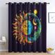 Sun and Moon Blackout Curtains, Aesthetic Bedroom Curtains & Living Room Curtains 66x54 Inch 2 Panels Set, Thermal Eyelet Drapes Decorative Patterned Window Treatments 54 Drop (W7-&163)