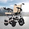 Foldable Electric Wheelchair (14.7kg) Portable Power Chair with 2 * 5.2AH24V Lithium Battery Lightweight Mobility Chair for Adult Elderly Disabled,Beige