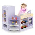 Maxmass Kids Pretend Grocery Store, Wooden Children Supermarket Playset with Rich Accessories, Vending Machine, Scanning Area, POS Machine & Screen, Toddler Play Shop for 3-8 Years Old (Purple, 13PCS)