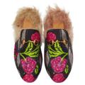 Gucci Shoes | Gucci Princetown Pink Floral Brocade Jacquard Fur Lined Loafer Slipper Mules | Color: Gold/Pink | Size: 10