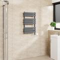 Warmehaus Flat Panel Electric Heated Towel Rail Touch Screen Timer Bathroom Radiator Prefilled Sand Grey 800x500mm 400W