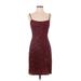 Nanette Lepore Casual Dress - Sheath Scoop Neck Sleeveless: Burgundy Print Dresses - Women's Size 4 Petite