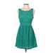 Mystic Casual Dress - A-Line: Teal Brocade Dresses - Women's Size Medium