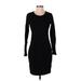 DKNY Casual Dress - Sheath Crew Neck Long sleeves: Black Print Dresses - Women's Size 4